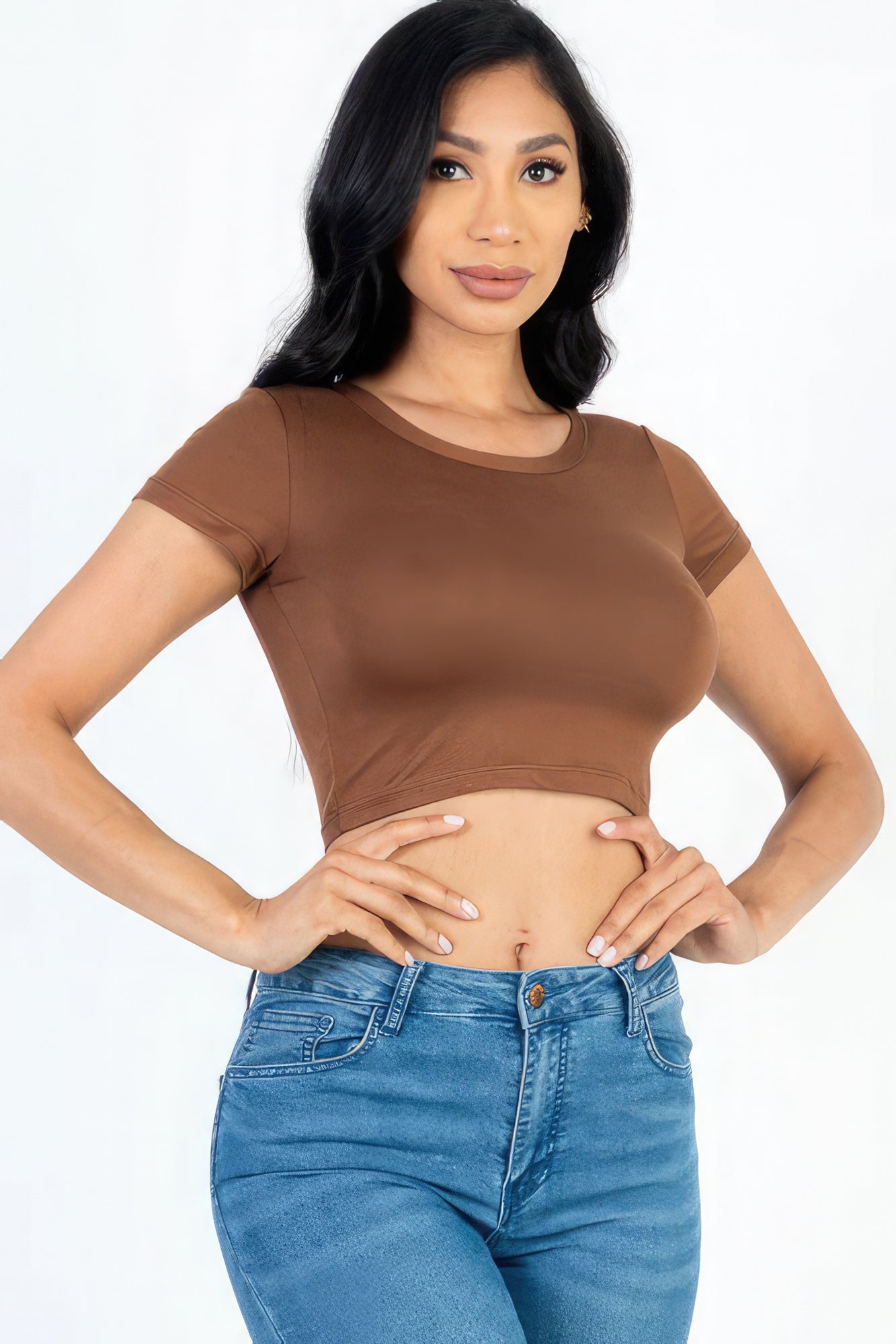 Short Sleeve Roundneck Crop Top